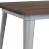 Flash Furniture Square Silver Metal Bar Table, 31.5", 31.5" W, 31.5" L, 42" H, Wood Top, Wood Grain CH-51040-40M1-SIL-GG